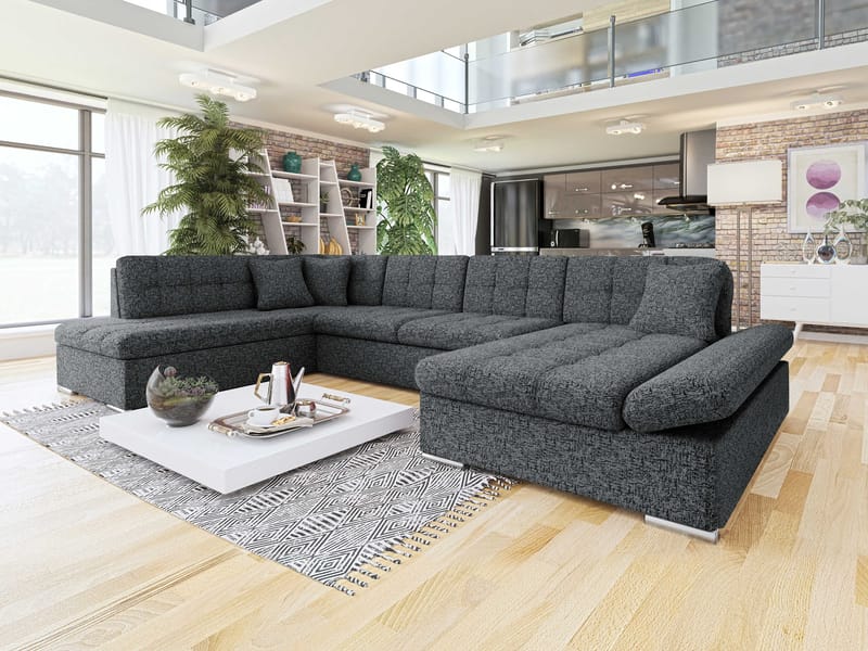 Mireo U-formad 5-sits Bäddsoffa med förvaring - grå - Möbler - Soffa - Bäddsoffa - Hörnbäddsoffa