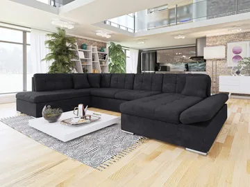 Mireo U-formad 5-sits Bäddsoffa med förvaring - svart - Möbler - Soffa - Bäddsoffa - Hörnbäddsoffa