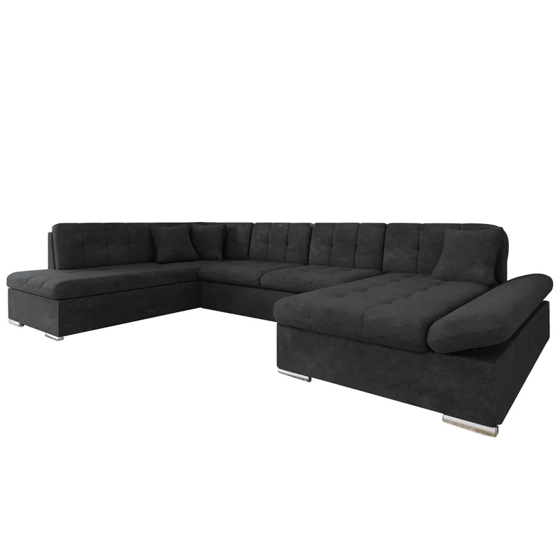 Mireo U-formad 5-sits Bäddsoffa med förvaring, svart