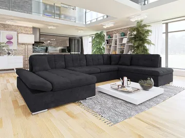 Mireo U-formad 5-sits Bäddsoffa med förvaring - svart - Möbler - Soffa - Bäddsoffa - Hörnbäddsoffa