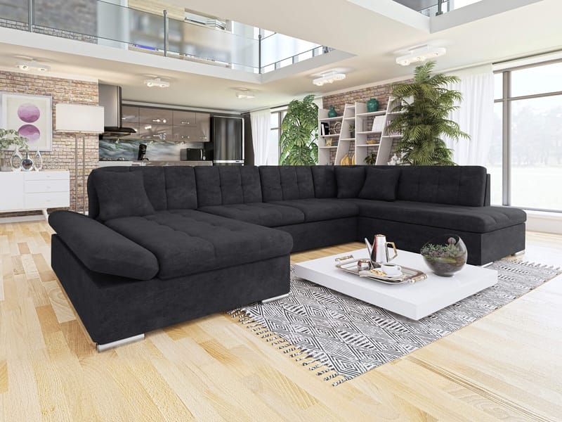 Mireo U-formad 5-sits Bäddsoffa med förvaring - svart - Möbler - Soffa - Bäddsoffa - Hörnbäddsoffa