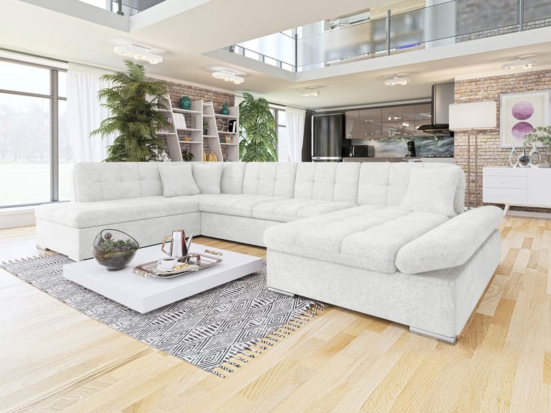 Mireo U-formad 5-sits Bäddsoffa med förvaring - vit - Möbler - Soffa - Bäddsoffa - Hörnbäddsoffa