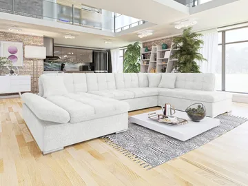 Mireo U-formad 5-sits Bäddsoffa med förvaring - vit - Möbler - Soffa - Bäddsoffa - Hörnbäddsoffa