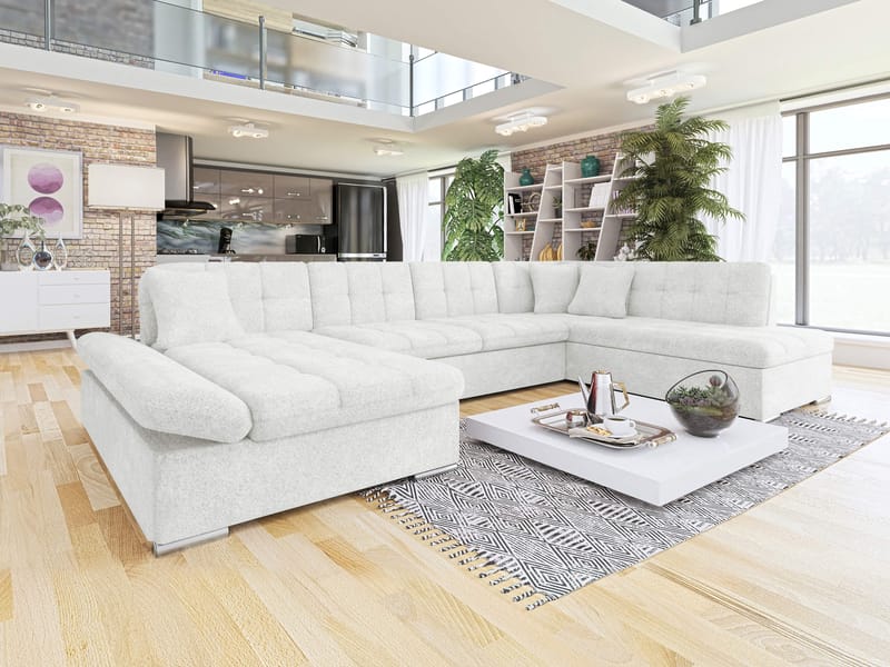 Mireo U-formad 5-sits Bäddsoffa med förvaring - vit - Möbler - Soffa - Bäddsoffa - Hörnbäddsoffa