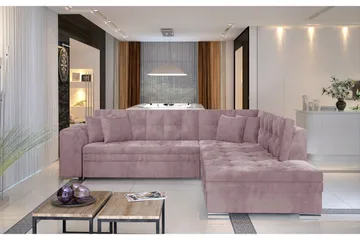 Moclino Hörnbäddsoffa - Rosa - Möbler - Soffa - Sammetssoffa