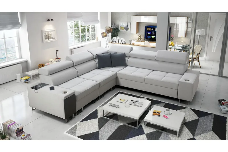 Morenia Hörnbäddsoffa - Vit - Möbler - Soffa - Bäddsoffa - Bäddsoffa längsbäddad
