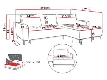 Morvian 3-sits Bäddsoffa med divan - Grå - Möbler - Soffa - Bäddsoffa - Hörnbäddsoffa