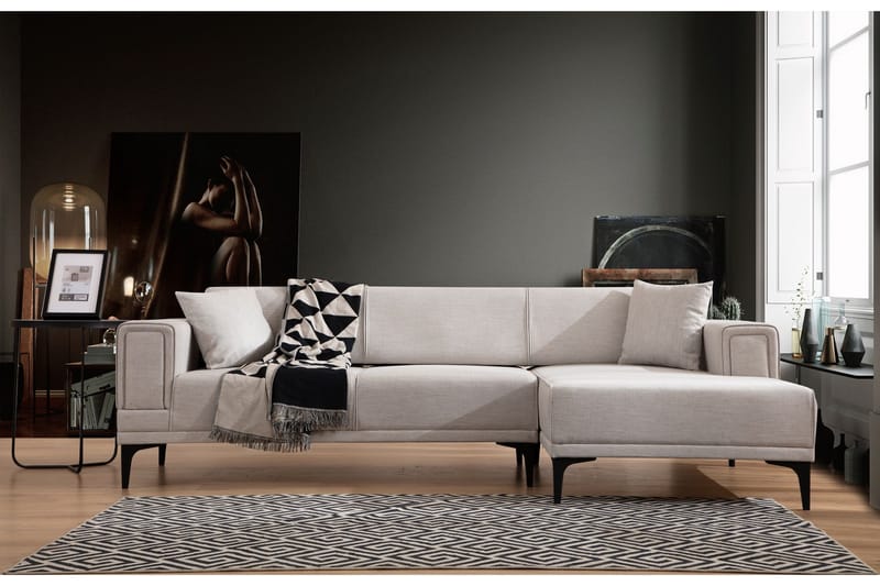 Naoko Bäddsoffa med divan - Beige - Möbler - Soffa - Bäddsoffa - Bäddsoffa divan