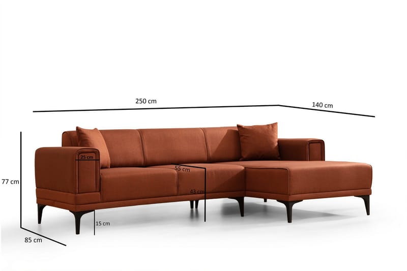 Naoko Bäddsoffa med divan - Röd - Möbler - Soffa - Bäddsoffa - Bäddsoffa divan