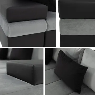 Naoma 4-sits Bäddsoffa divan höger med förvaring - svart - Möbler - Soffa - Bäddsoffa - Bäddsoffa divan