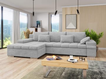 Naoma 4-sits Bäddsoffa divan vänster med förvaring - grå - Möbler - Soffa - Bäddsoffa - Hörnbäddsoffa