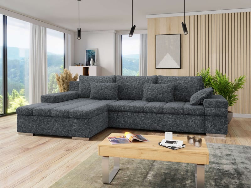 Naoma 4-sits Bäddsoffa divan vänster med förvaring - grå - Möbler - Soffa - Bäddsoffa - Hörnbäddsoffa