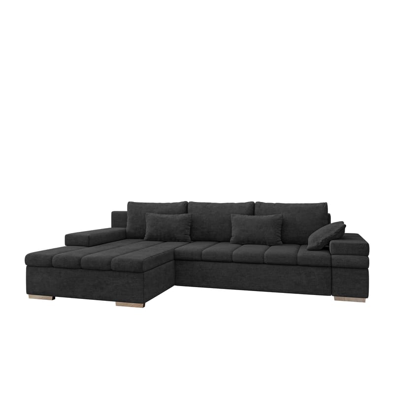 Naoma 4-sits Bäddsoffa divan vänster med förvaring, svart