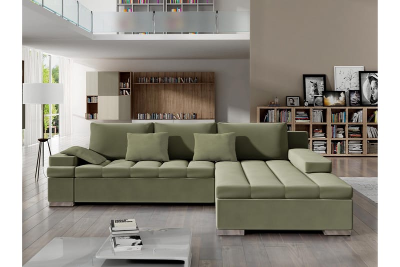 Naoma Bäddsoffa m. Divan 3-sits - Grön - Möbler - Soffa - Bäddsoffa - Bäddsoffa divan