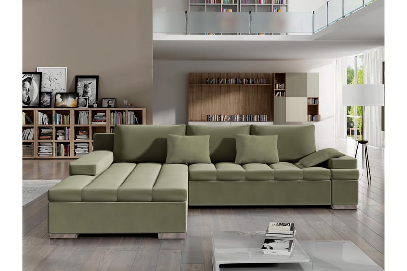 Naoma Bäddsoffa m. Divan 3-sits - Grön - Möbler - Soffa - Bäddsoffa - Bäddsoffa divan