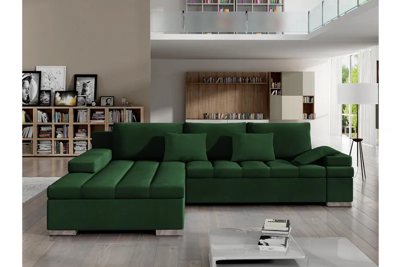 Naoma Bäddsoffa m. Divan 3-sits, Grön