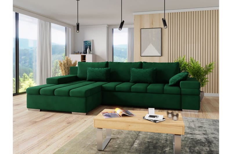 Naoma Bäddsoffa med Divan 4-sits - Grön - Möbler - Soffa - Bäddsoffa - Bäddsoffa divan