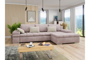 Naoma Bäddsoffa med Divan 4-sits - Rosa - Möbler - Soffa - Bäddsoffa - Bäddsoffa divan