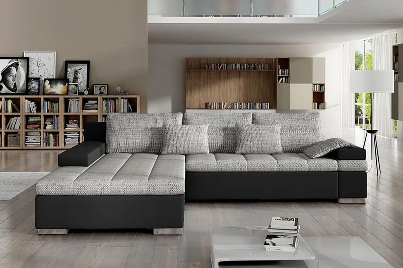 Naoma Divanbäddsoffa 310x175x83 cm - Grå - Möbler - Soffa - Bäddsoffa - Bäddsoffa längsbäddad