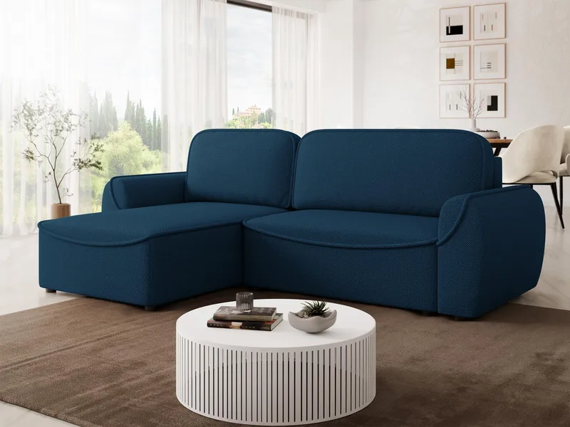 Navrel 3-sits Bäddsoffa med Divan och förvaring - Blå - Möbler - Soffa - Bäddsoffa - Hörnbäddsoffa