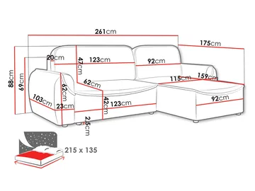 Navrel 3-sits Bäddsoffa med Divan och förvaring - Grå - Möbler - Soffa - Bäddsoffa - Hörnbäddsoffa