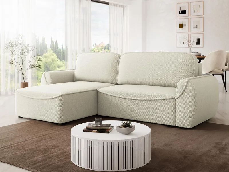 Navrel 3-sits Bäddsoffa med Divan och förvaring - Ljusbeige - Möbler - Soffa - Bäddsoffa - Hörnbäddsoffa