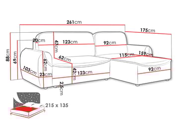 Navrel 3-sits Bäddsoffa med Divan och förvaring - Ljusgrå - Möbler - Soffa - Bäddsoffa - Hörnbäddsoffa
