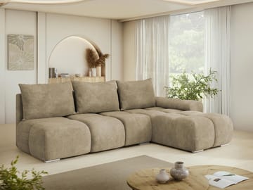 Nessa 4-sits Bäddsoffa divan höger med förvaring - beige - Möbler - Soffa - Bäddsoffa - Hörnbäddsoffa