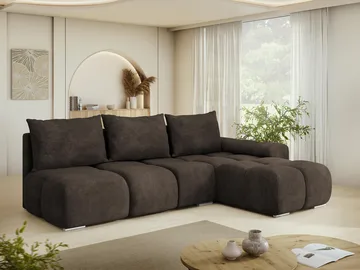 Nessa 4-sits Bäddsoffa divan höger med förvaring - brun - Möbler - Soffa - Bäddsoffa - Hörnbäddsoffa