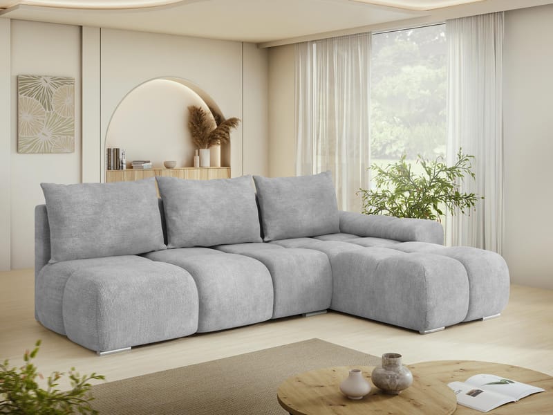 Nessa 4-sits Bäddsoffa divan höger med förvaring - grå - Möbler - Soffa - Bäddsoffa - Hörnbäddsoffa