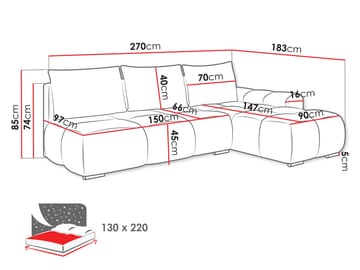 Nessa 4-sits Bäddsoffa divan vänster med förvaring - brun - Möbler - Soffa - Bäddsoffa - Hörnbäddsoffa