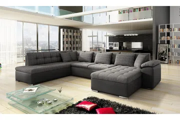 Niko U-Bäddsoffa 350x205x76 cm Divan Höger - Grå - Möbler - Soffa - Bäddsoffa - Bäddsoffa längsbäddad