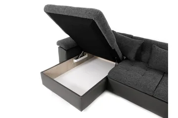 Niko U-Bäddsoffa 350x205x76 cm Divan Höger - Grå - Möbler - Soffa - Bäddsoffa - Bäddsoffa längsbäddad