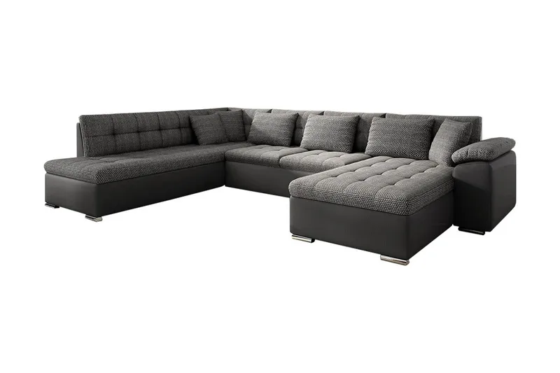 Niko U-Bäddsoffa 350x205x76 cm Divan Höger - Grå - Möbler - Soffa - Bäddsoffa - Bäddsoffa längsbäddad