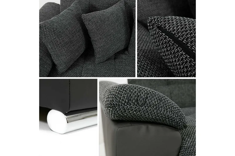 Niko U-Bäddsoffa 350x205x76 cm Divan Höger - Grå - Möbler - Soffa - Bäddsoffa - Bäddsoffa längsbäddad