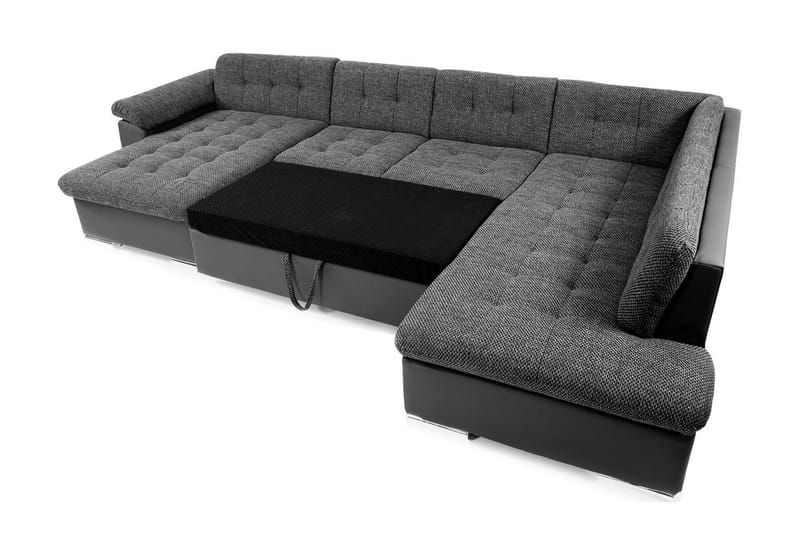 Niko U-Bäddsoffa 350x205x76 cm Divan Höger - Grå - Möbler - Soffa - Bäddsoffa - Bäddsoffa längsbäddad