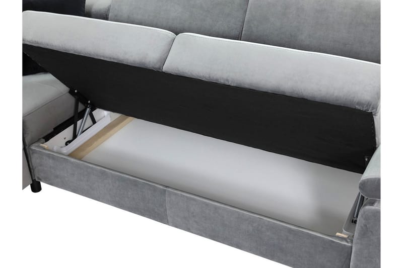 Oertel 5-sits Hörnbäddsoffa Vänster - Vit/Grå - Skinnsoffa - Hörnbäddsoffa