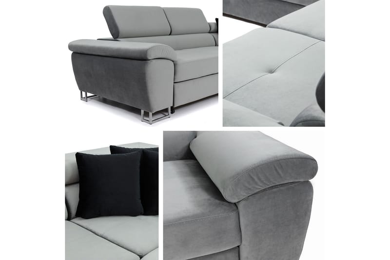 Oertel 5-sits Hörnbäddsoffa Vänster - Vit/Grå - Skinnsoffa - Hörnbäddsoffa