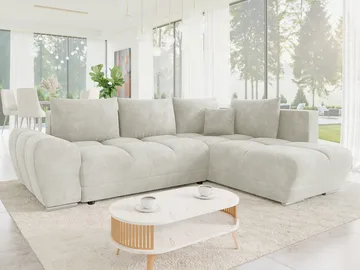 Ostra 4-sits Bäddsoffa divan höger med förvaring - Beige - Möbler - Soffa - Bäddsoffa - Hörnbäddsoffa