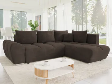 Ostra 4-sits Bäddsoffa divan höger med förvaring - Brun - Möbler - Soffa - Bäddsoffa - Hörnbäddsoffa