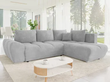 Ostra 4-sits Bäddsoffa divan höger med förvaring - Grå - Möbler - Soffa - Bäddsoffa - Hörnbäddsoffa