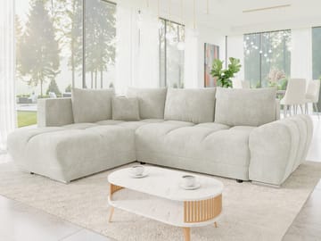 Ostra 4-sits Bäddsoffa divan med vänster förvaring - Beige - Möbler - Soffa - Bäddsoffa - Hörnbäddsoffa