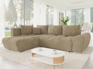 Ostra 4-sits Bäddsoffa divan med vänster förvaring - Beige - Möbler - Soffa - Bäddsoffa - Hörnbäddsoffa