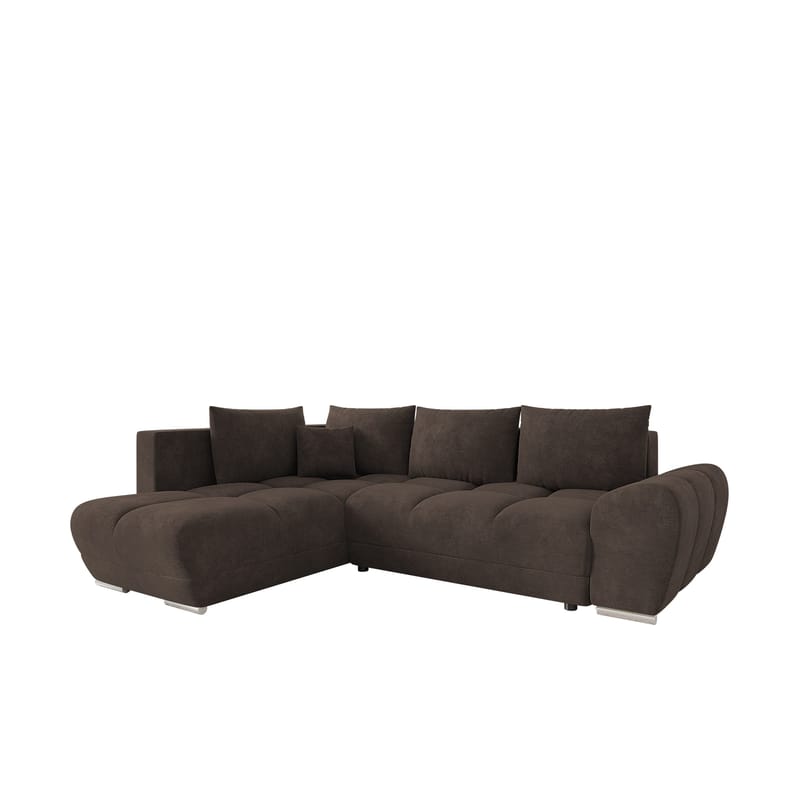 Ostra 4-sits Bäddsoffa divan med vänster förvaring, Brun