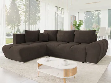 Ostra 4-sits Bäddsoffa divan med vänster förvaring - Brun - Möbler - Soffa - Bäddsoffa - Bäddsoffa längsbäddad