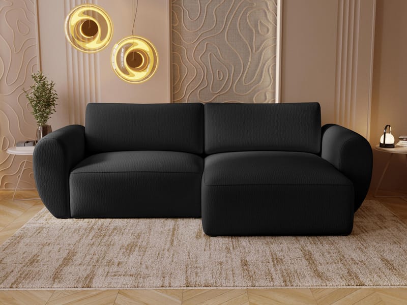 Osvar 3-sits Bäddsoffa med Divan Höger och Förvaring - Svart - Möbler - Soffa - Bäddsoffa - Hörnbäddsoffa