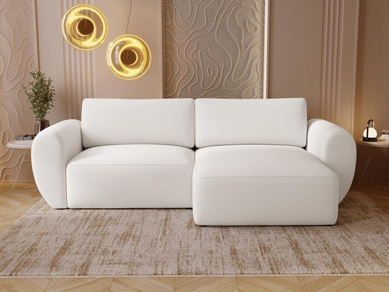 Osvar 3-sits Bäddsoffa med Divan Höger och Förvaring - Vit - Möbler - Soffa - Bäddsoffa - Hörnbäddsoffa