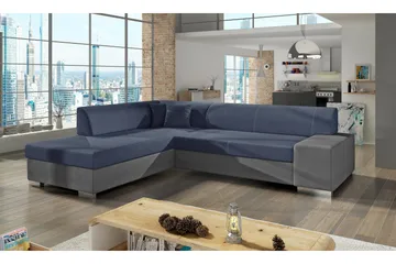 Pavones Bäddsoffa med Schäslong - Blå/Grå - Möbler - Soffa - Bäddsoffa - Hörnbäddsoffa