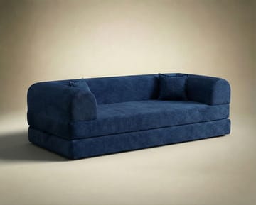 Pento 3-sits Bäddsoffa i Plysch - Marinblå - Möbler - Soffa - Bäddsoffa - 3 sits bäddsoffa