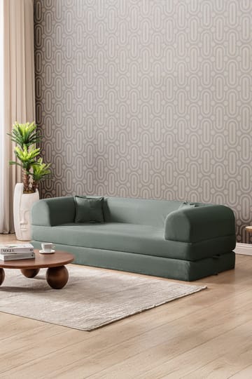 Pento 3-sits Bäddsoffa i Plysch - Grön - Möbler - Soffa - Bäddsoffa - 3 sits bäddsoffa